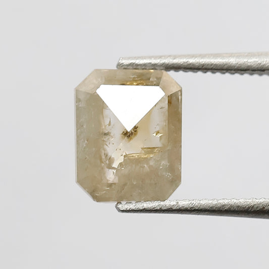 1.17 CT 7 MM Emerald Cut Rustic White Yellow Color Translucent Loose Natural  Rustic Diamond For Ring