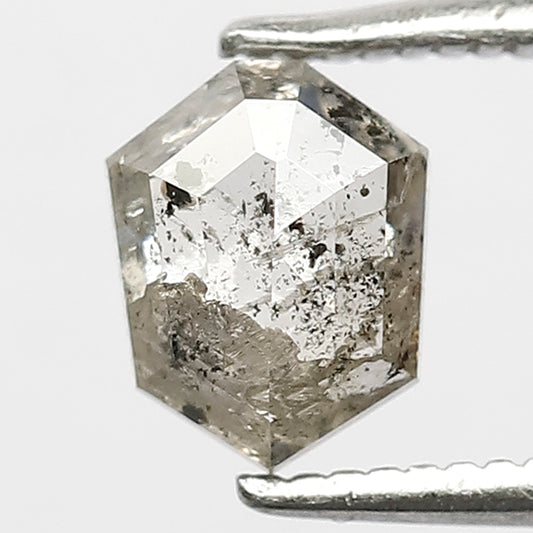 1.07 CT Shield Shape Natural Translucent Grayish Black Salt and Pepper Diamond Made For Vintage Style Jewelry