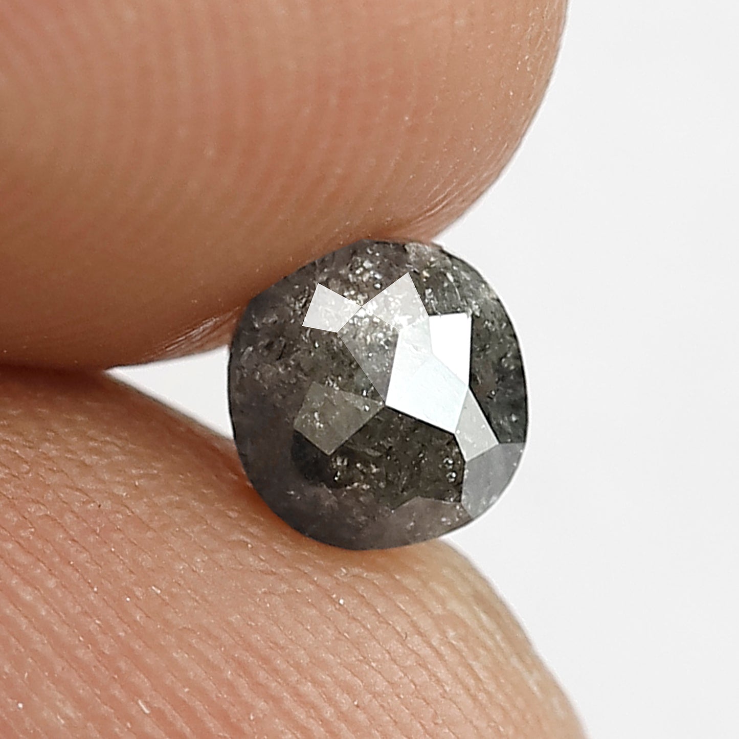 0.81 CT Cushion Shape Salt and Pepper Diamond, Natural Gray Black Loose Diamond, Conflict Free Stone for Ring Making