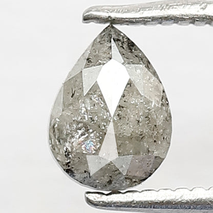 0.64 CT Pear Shape Gray Black Ethical Diamond, Loose Natural Earth Mined Salt and Pepper Diamond