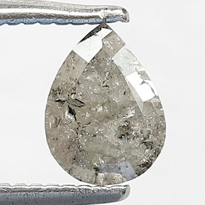 0.64 CT Pear Shape Gray Black Ethical Diamond, Loose Natural Earth Mined Salt and Pepper Diamond