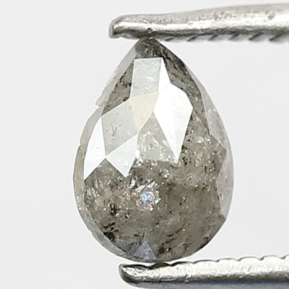 0.64 CT Pear Shape Gray Black Ethical Diamond, Loose Natural Earth Mined Salt and Pepper Diamond