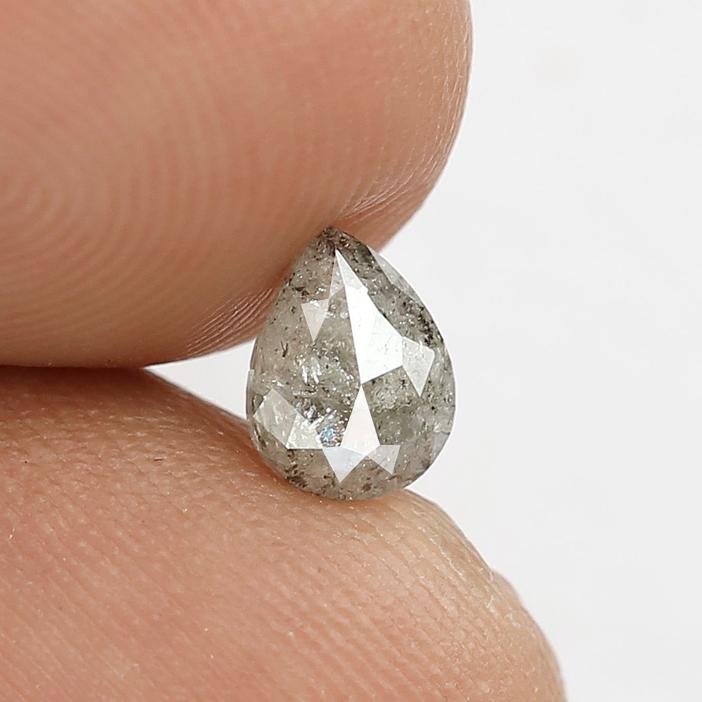0.64 CT Pear Shape Gray Black Ethical Diamond, Loose Natural Earth Mined Salt and Pepper Diamond