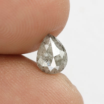 0.64 CT Pear Shape Gray Black Ethical Diamond, Loose Natural Earth Mined Salt and Pepper Diamond