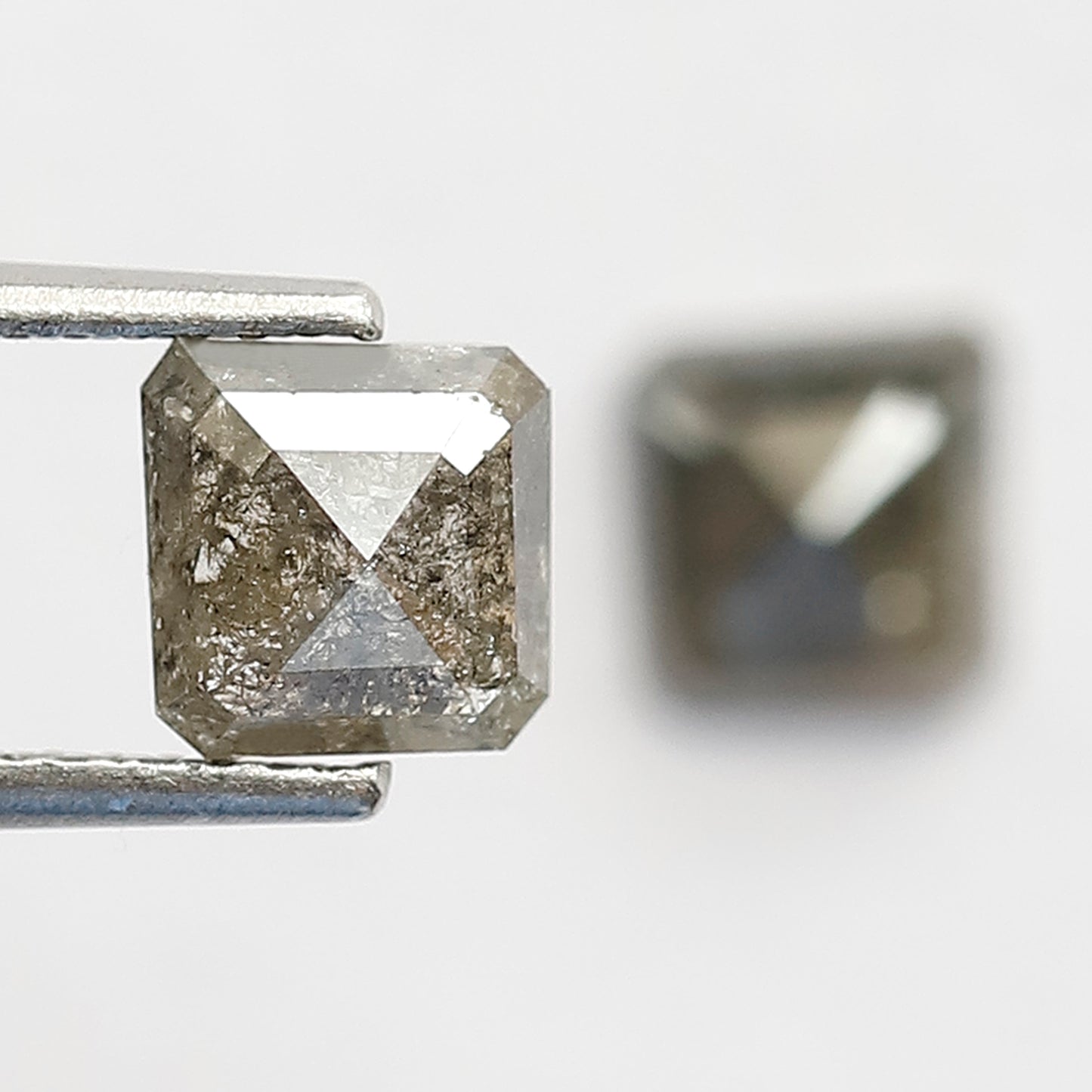 1.54 CT Matching Geometric Salt and Pepper Diamonds, Natural Gray Black Loose Diamond Pair for Stud Earrings and Custom Jewelry