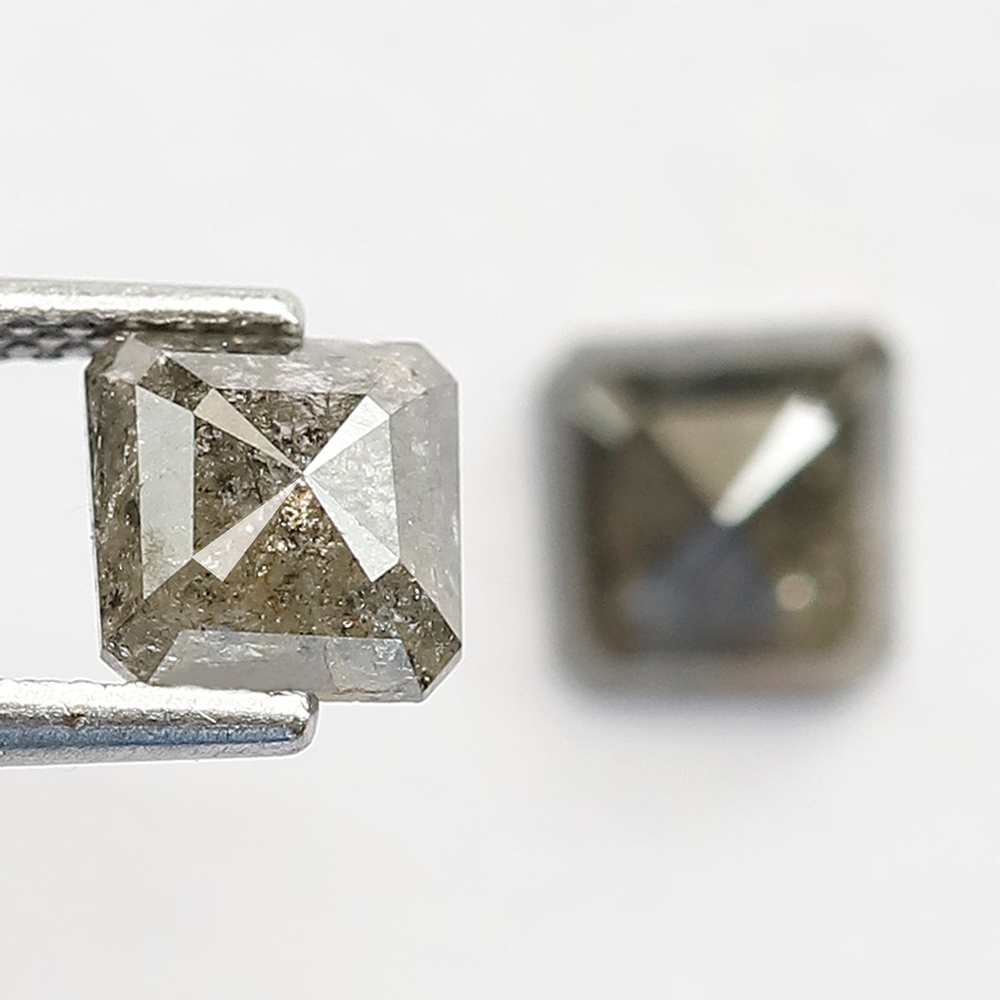 1.54 CT Matching Geometric Salt and Pepper Diamonds, Natural Gray Black Loose Diamond Pair for Stud Earrings and Custom Jewelry