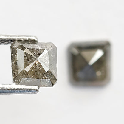 1.54 CT Matching Geometric Salt and Pepper Diamonds, Natural Gray Black Loose Diamond Pair for Stud Earrings and Custom Jewelry