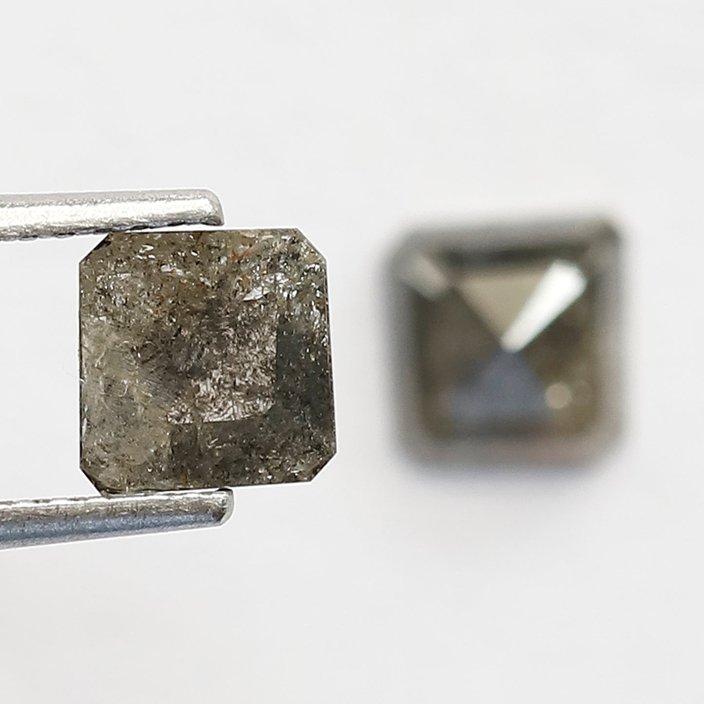 1.54 CT Matching Geometric Salt and Pepper Diamonds, Natural Gray Black Loose Diamond Pair for Stud Earrings and Custom Jewelry