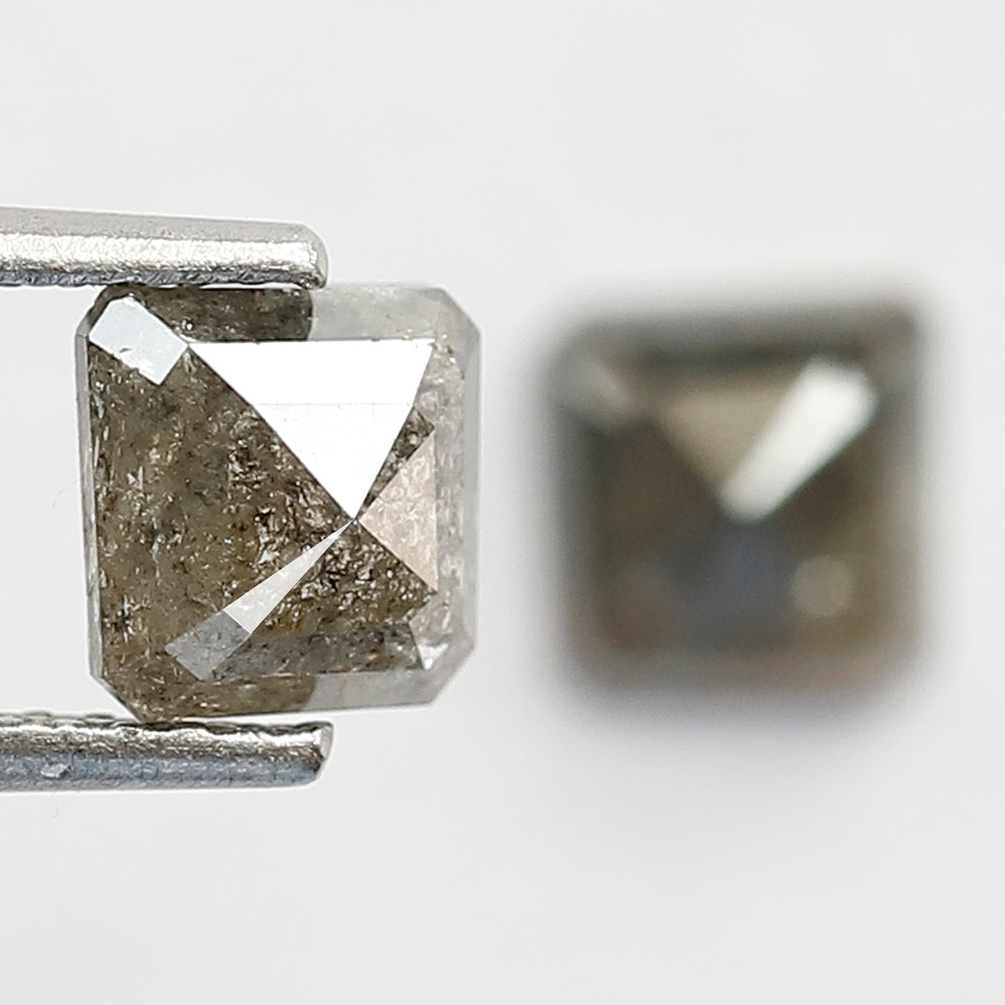 1.54 CT Matching Geometric Salt and Pepper Diamonds, Natural Gray Black Loose Diamond Pair for Stud Earrings and Custom Jewelry