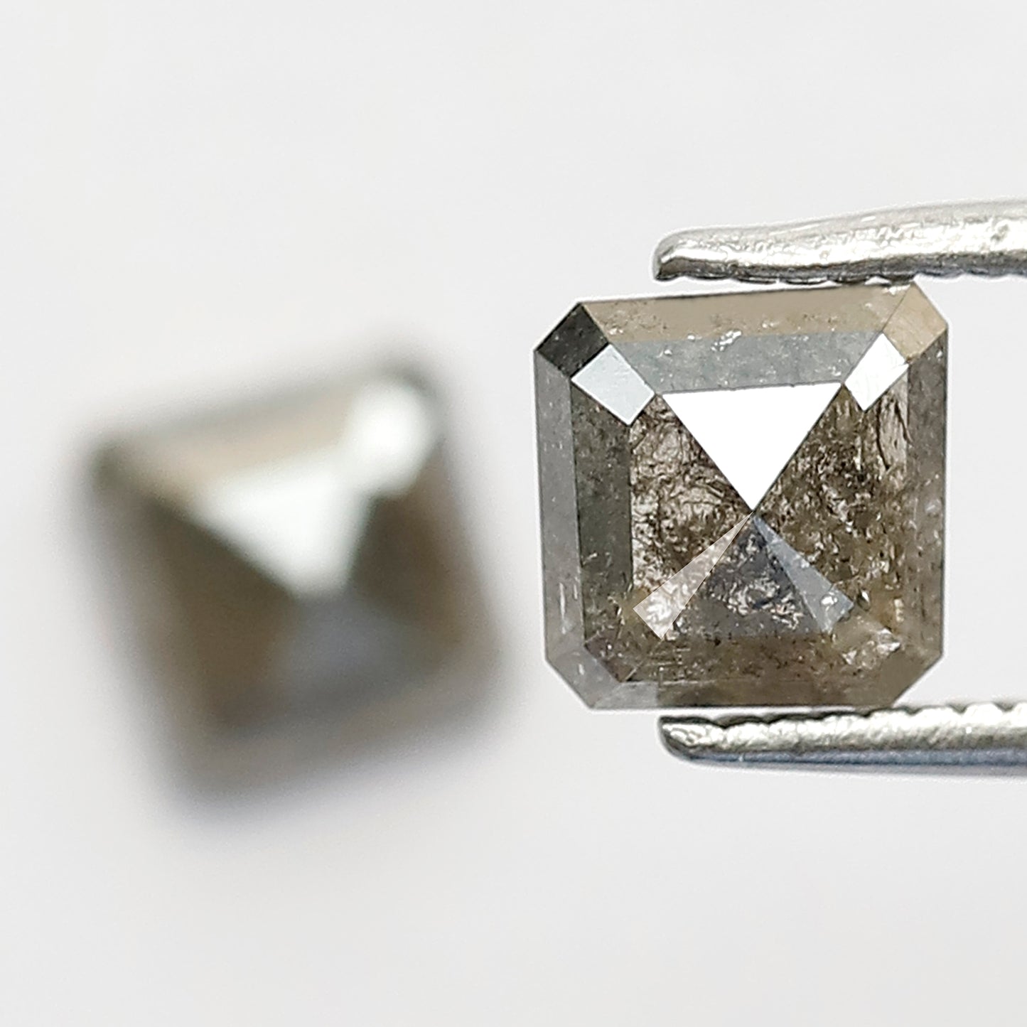 1.54 CT Matching Geometric Salt and Pepper Diamonds, Natural Gray Black Loose Diamond Pair for Stud Earrings and Custom Jewelry