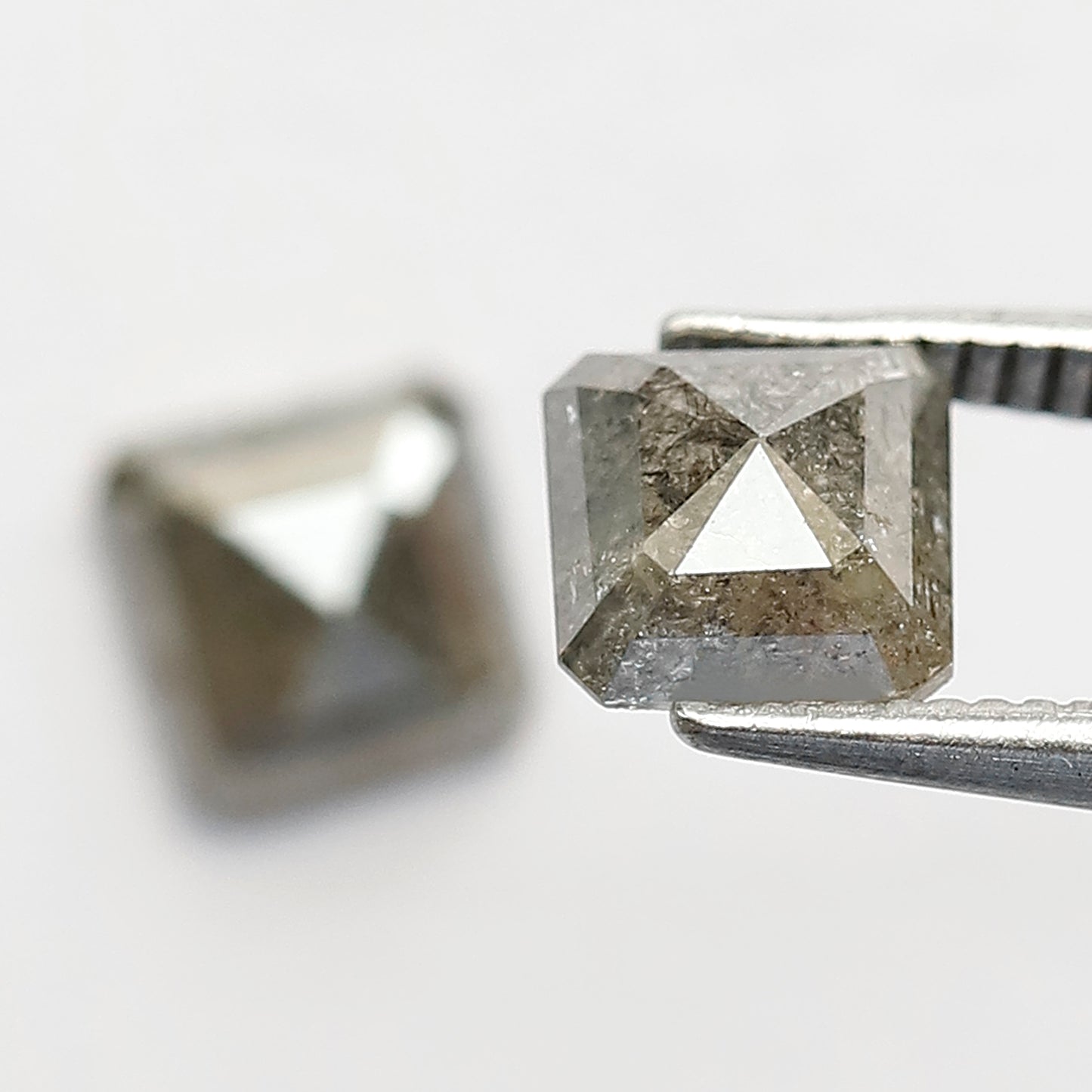 1.54 CT Matching Geometric Salt and Pepper Diamonds, Natural Gray Black Loose Diamond Pair for Stud Earrings and Custom Jewelry