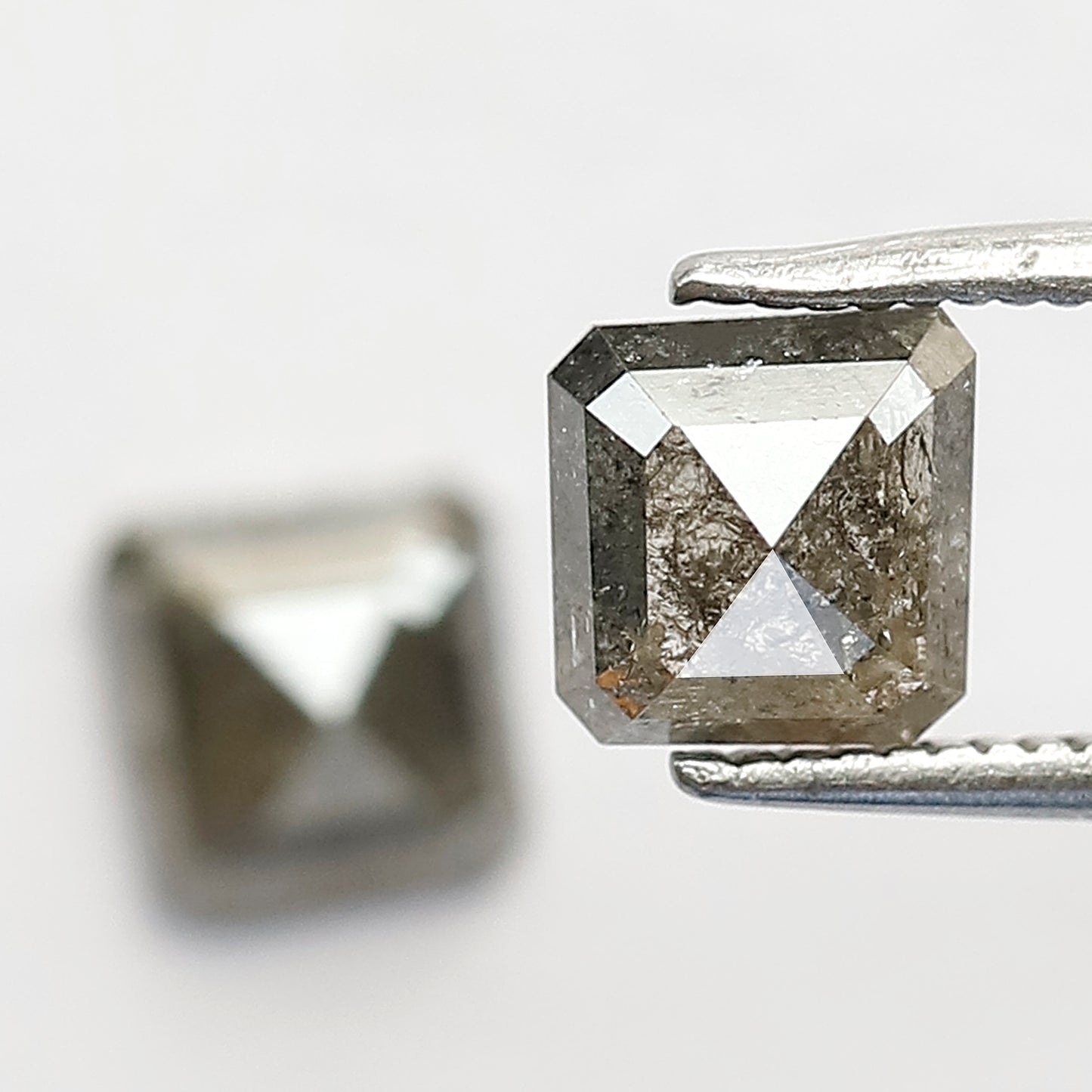 1.54 CT Matching Geometric Salt and Pepper Diamonds, Natural Gray Black Loose Diamond Pair for Stud Earrings and Custom Jewelry
