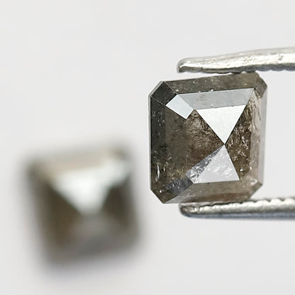 1.54 CT Matching Geometric Salt and Pepper Diamonds, Natural Gray Black Loose Diamond Pair for Stud Earrings and Custom Jewelry