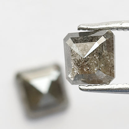 1.54 CT Matching Geometric Salt and Pepper Diamonds, Natural Gray Black Loose Diamond Pair for Stud Earrings and Custom Jewelry