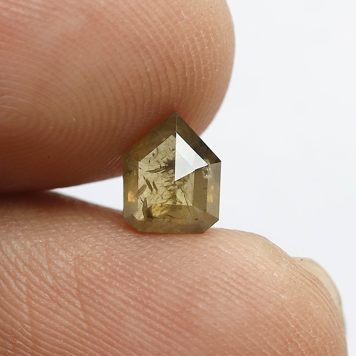 0.78 CT 6.50 MM Shield Cut Deep Green Color Loose Natural Rustic Diamond For Wedding Ring
