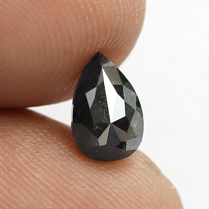 1.16 CT Pear Shape Salt and Pepper Diamond, Natural Gray Black Loose Diamond, Earth Mined Stone for Women's Ring