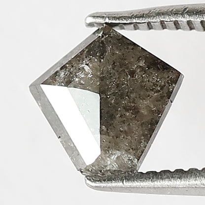 0.90 CT Geometric cut Earth Mined Diamond, Natural Gray Black Salt and Pepper Loose Diamond for Engagement or Women's Ring