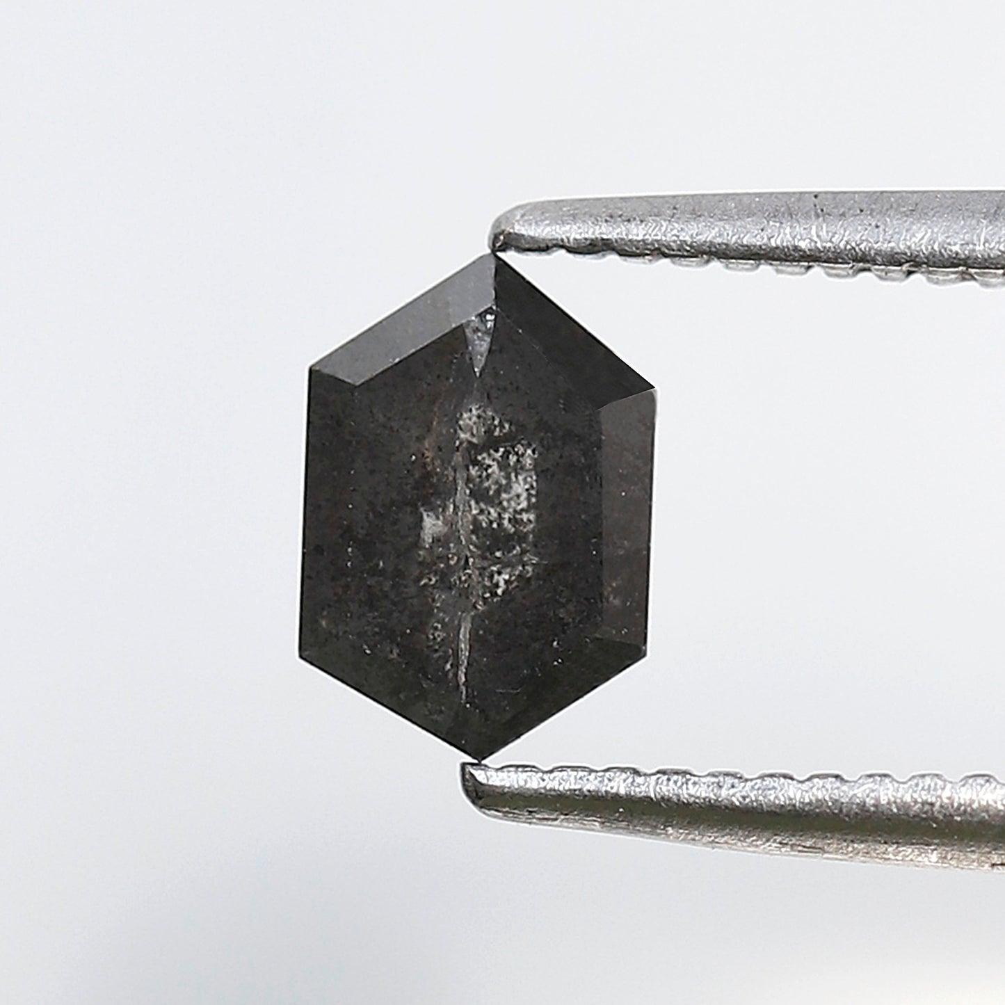0.75 Ct Hexagon Salt and Pepper Diamond, Gray Black Natural Loose Diamond, 6.40 mm Wedding Band Stone