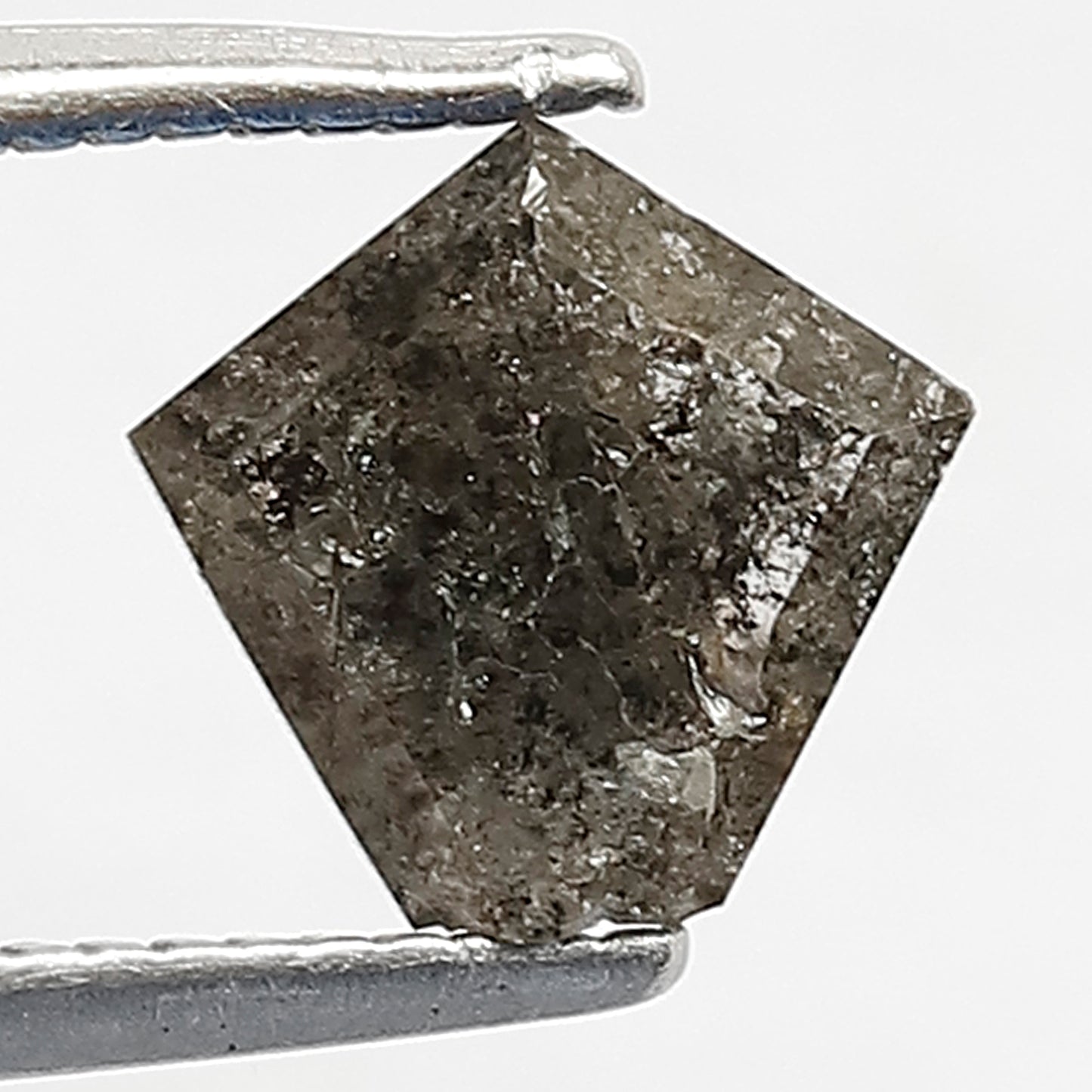 0.90 CT Geometric cut Earth Mined Diamond, Natural Gray Black Salt and Pepper Loose Diamond for Engagement or Women's Ring