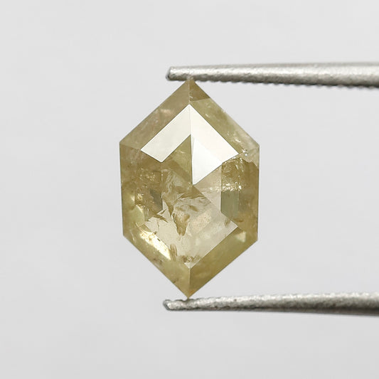 1.93 CT 10 MM Elongated Hexagon Shape Greenish Yellow Color Natural Loose Rustic Diamond Gift For her