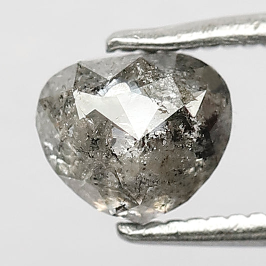 0.99 CT Marvelous Heart Shape Salt And Pepper Loose Natural Gray Black Color Diamond