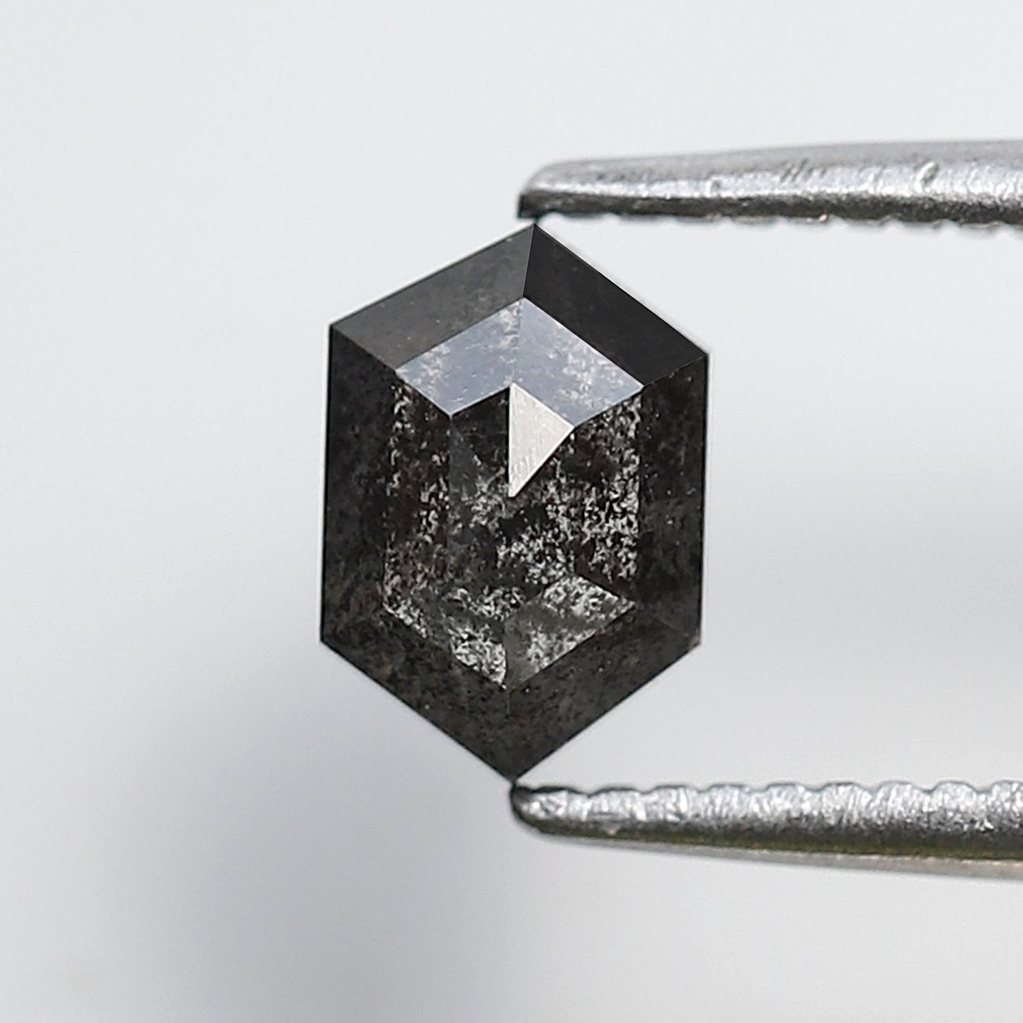 0.75 Ct Hexagon Salt and Pepper Diamond, Gray Black Natural Loose Diamond, 6.40 mm Wedding Band Stone