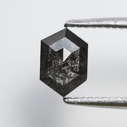 0.75 Ct Hexagon Salt and Pepper Diamond, Gray Black Natural Loose Diamond, 6.40 mm Wedding Band Stone