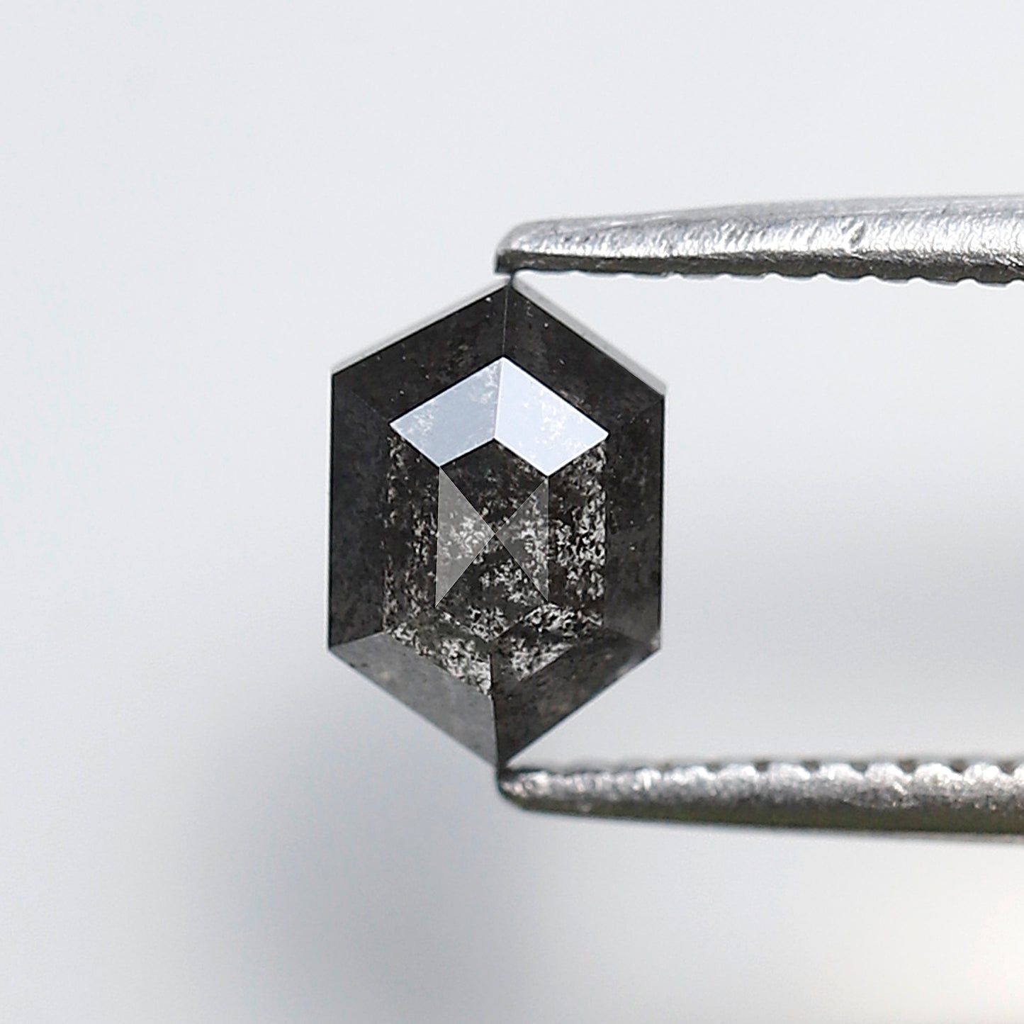 0.75 Ct Hexagon Salt and Pepper Diamond, Gray Black Natural Loose Diamond, 6.40 mm Wedding Band Stone