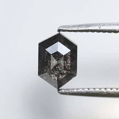 0.75 Ct Hexagon Salt and Pepper Diamond, Gray Black Natural Loose Diamond, 6.40 mm Wedding Band Stone