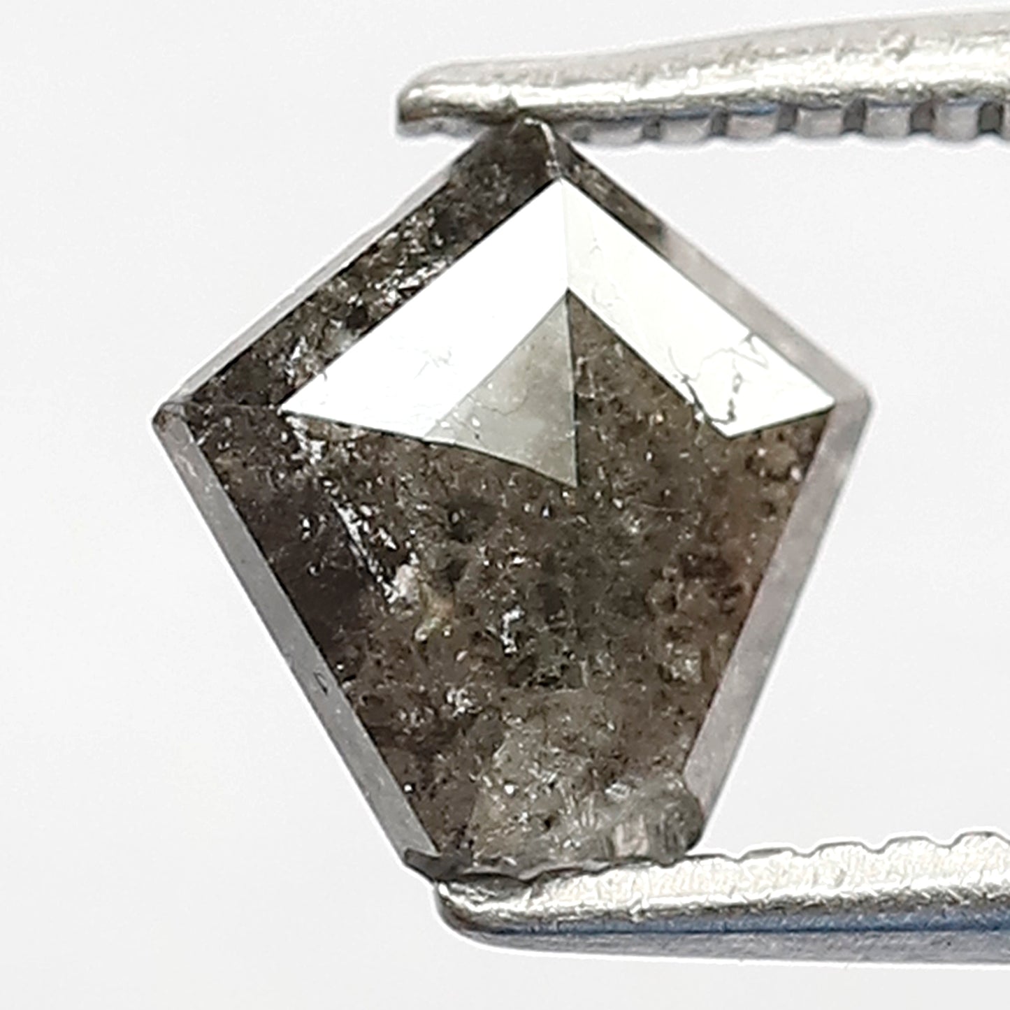 0.90 CT Geometric cut Earth Mined Diamond, Natural Gray Black Salt and Pepper Loose Diamond for Engagement or Women's Ring