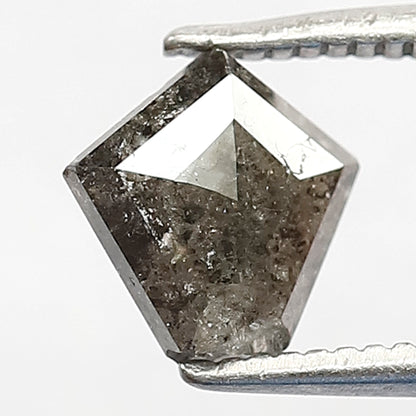 0.90 CT Geometric cut Earth Mined Diamond, Natural Gray Black Salt and Pepper Loose Diamond for Engagement or Women's Ring