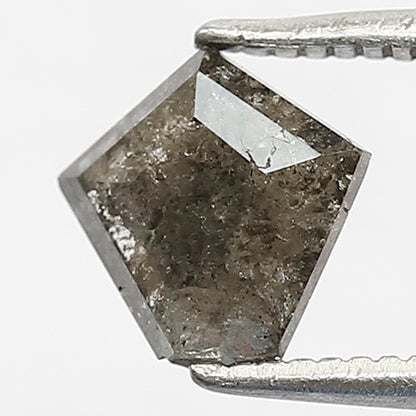 0.90 CT Geometric cut Earth Mined Diamond, Natural Gray Black Salt and Pepper Loose Diamond for Engagement or Women's Ring