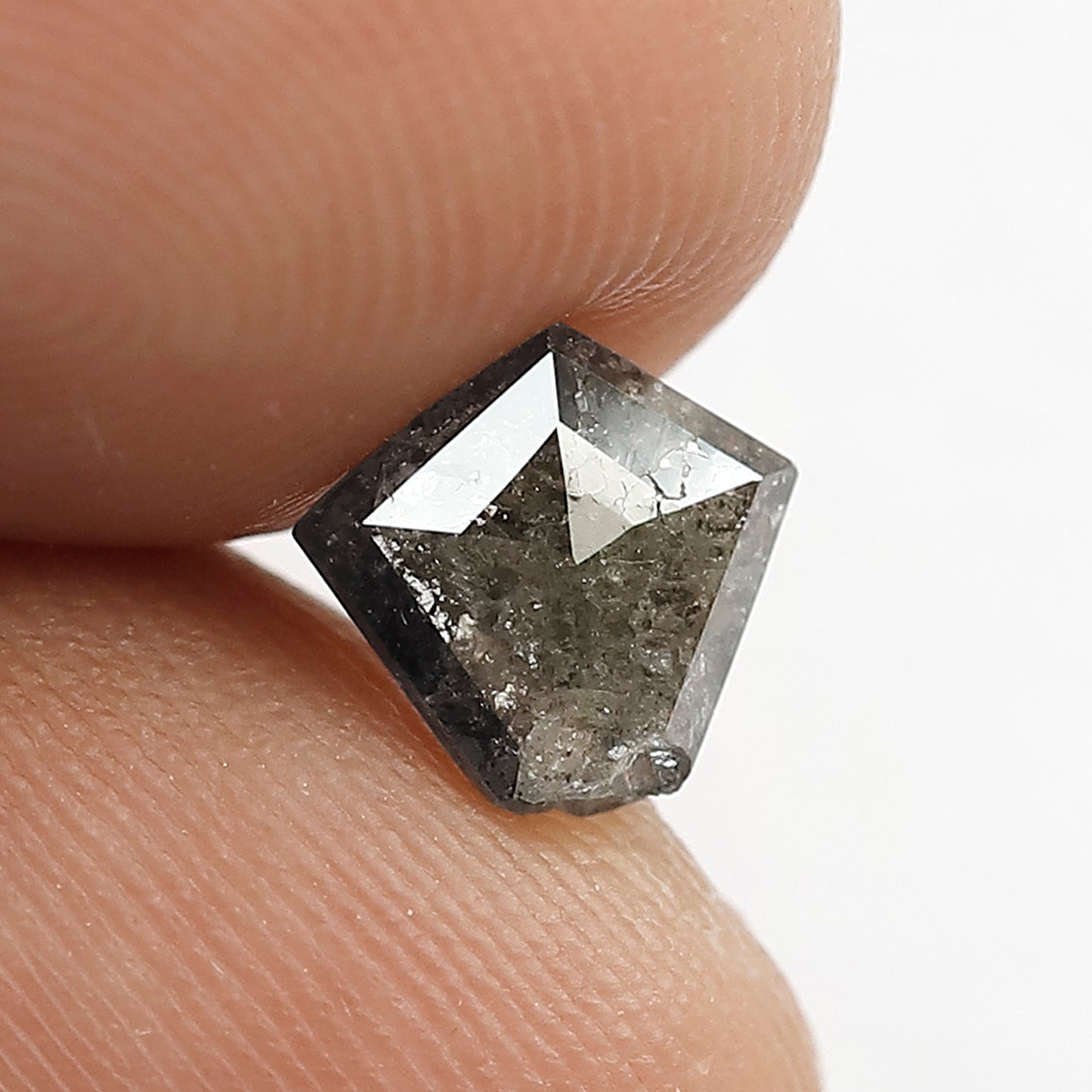 0.90 CT Geometric cut Earth Mined Diamond, Natural Gray Black Salt and Pepper Loose Diamond for Engagement or Women's Ring