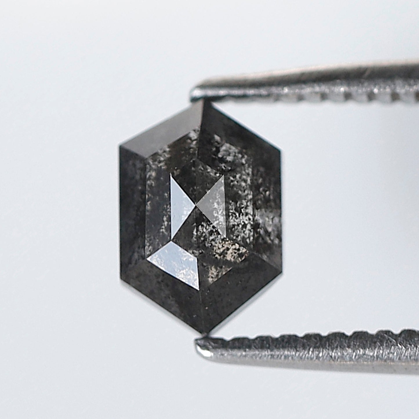 0.75 Ct Hexagon Salt and Pepper Diamond, Gray Black Natural Loose Diamond, 6.40 mm Wedding Band Stone