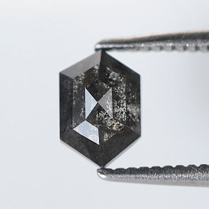 0.75 Ct Hexagon Salt and Pepper Diamond, Gray Black Natural Loose Diamond, 6.40 mm Wedding Band Stone