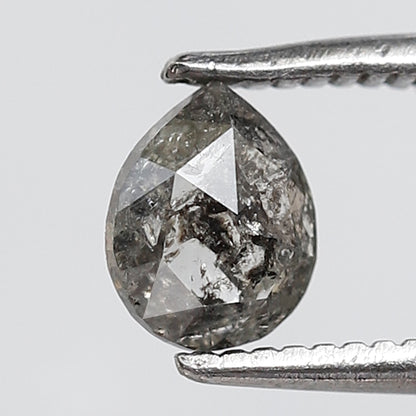 0.49 CT Pear Shape Salt and Pepper Diamond 5 MM Grey Black Color Natural Loose Diamond