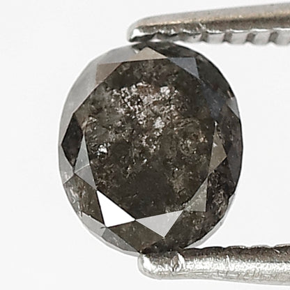 1.02 CT Natural Oval Shape Conflict Free Diamond, 6.00 x 5.00 mm Gray Black Salt and Pepper Diamond For Mothers Day Gift