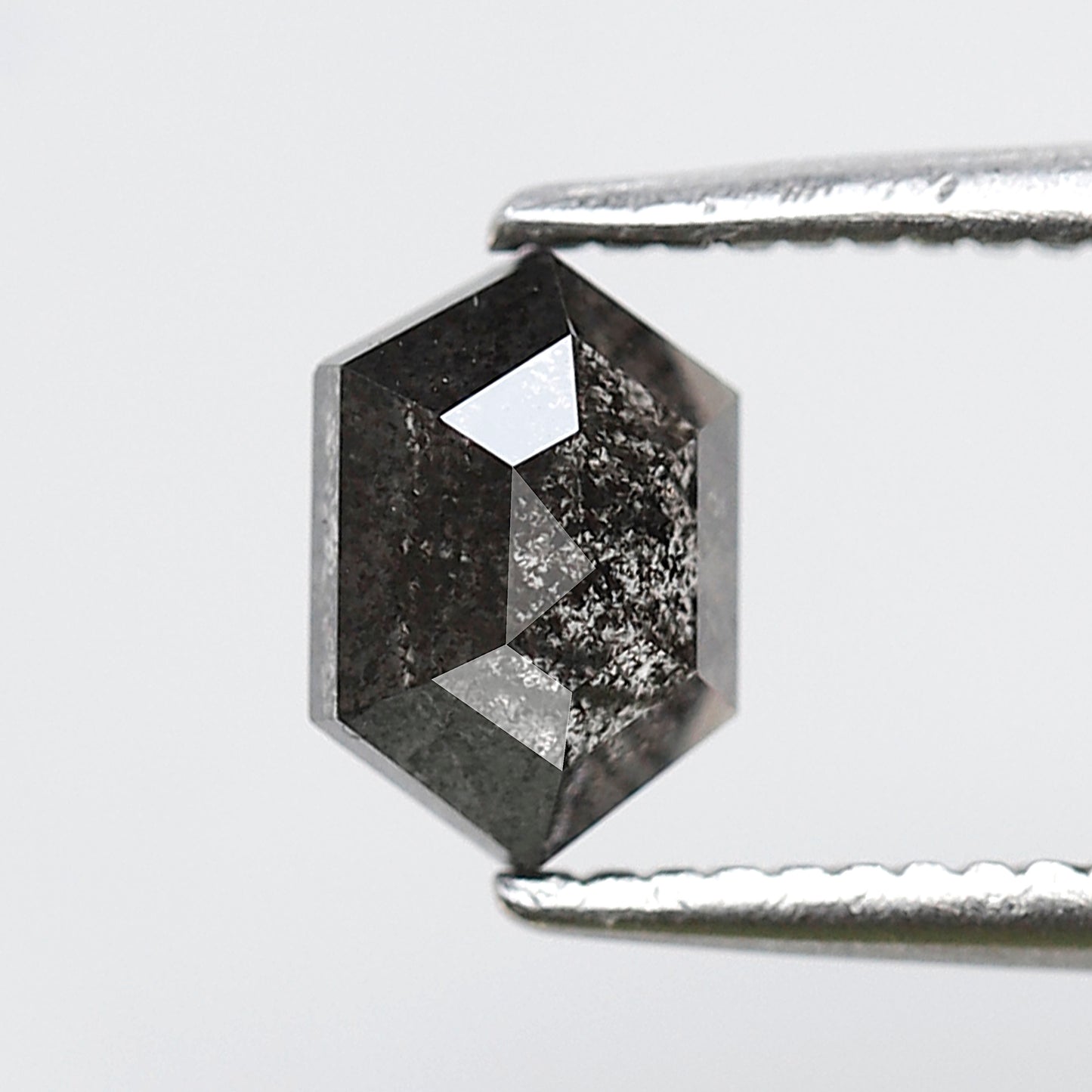 0.75 Ct Hexagon Salt and Pepper Diamond, Gray Black Natural Loose Diamond, 6.40 mm Wedding Band Stone