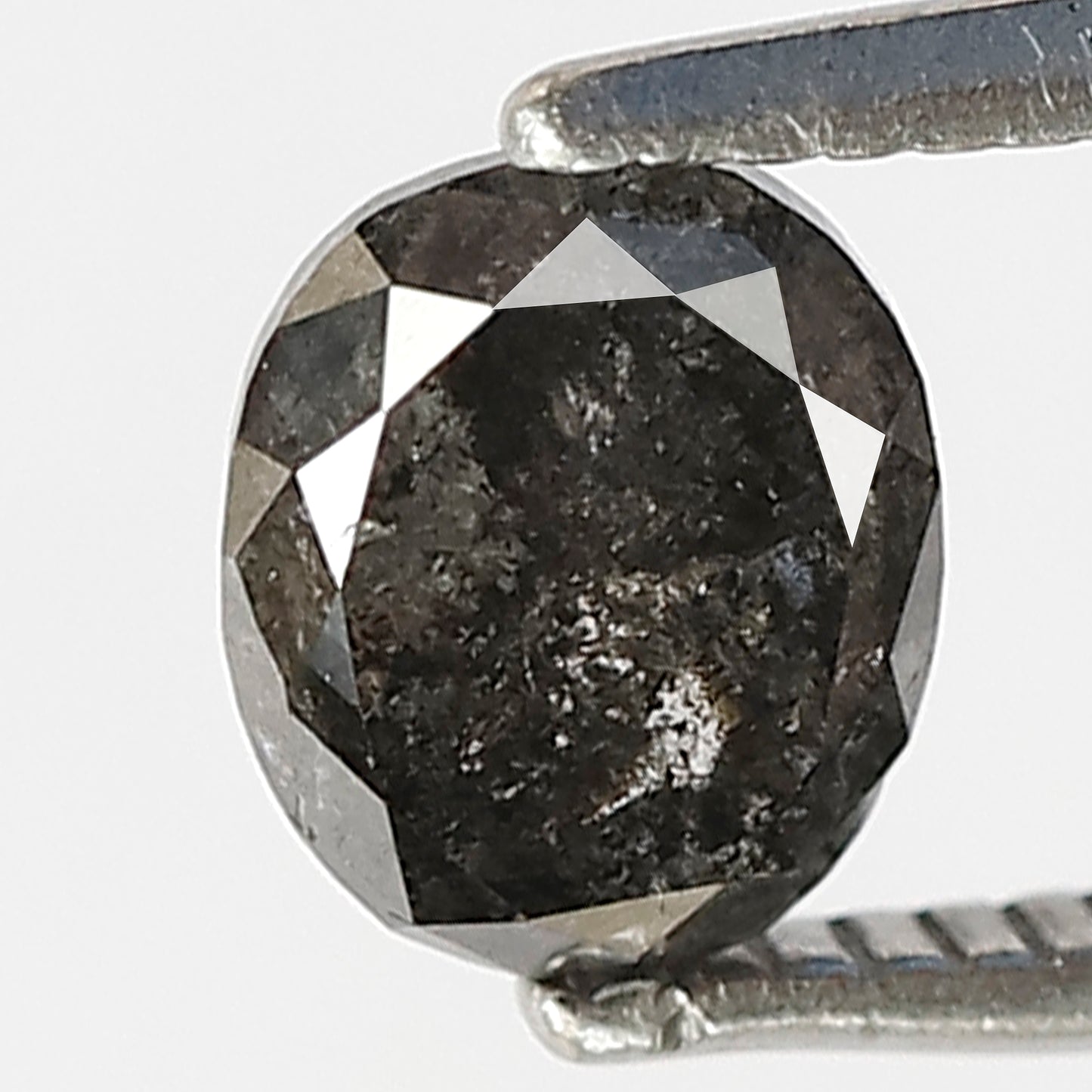 1.02 CT Natural Oval Shape Conflict Free Diamond, 6.00 x 5.00 mm Gray Black Salt and Pepper Diamond For Mothers Day Gift