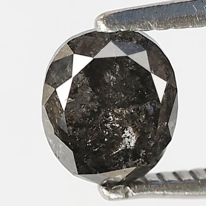 1.02 CT Natural Oval Shape Conflict Free Diamond, 6.00 x 5.00 mm Gray Black Salt and Pepper Diamond For Mothers Day Gift