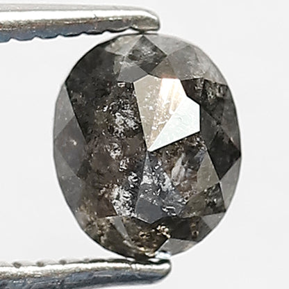 1.02 CT Natural Oval Shape Conflict Free Diamond, 6.00 x 5.00 mm Gray Black Salt and Pepper Diamond For Mothers Day Gift