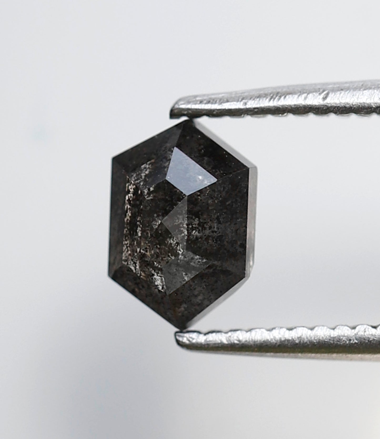 0.75 Ct Hexagon Salt and Pepper Diamond, Gray Black Natural Loose Diamond, 6.40 mm Wedding Band Stone