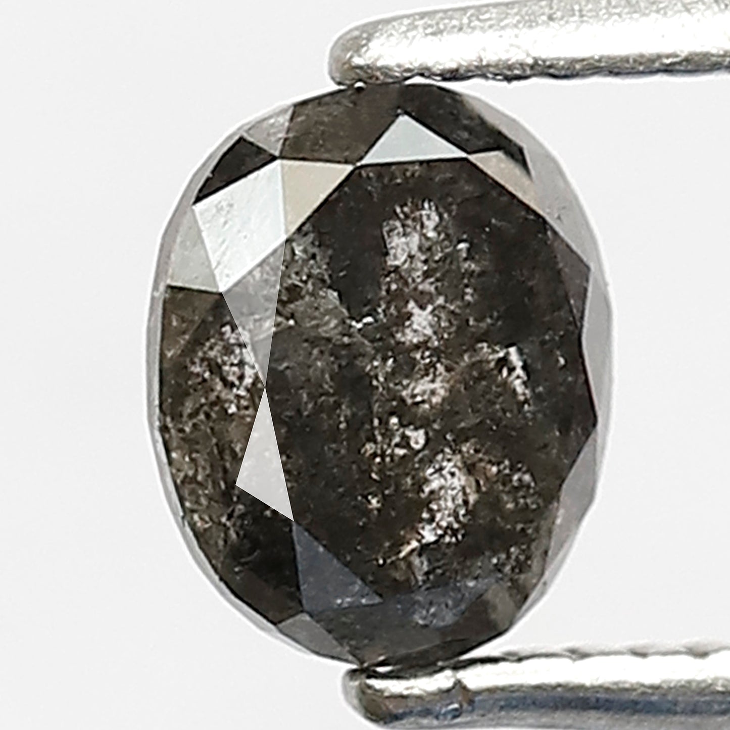 1.02 CT Natural Oval Shape Conflict Free Diamond, 6.00 x 5.00 mm Gray Black Salt and Pepper Diamond For Mothers Day Gift