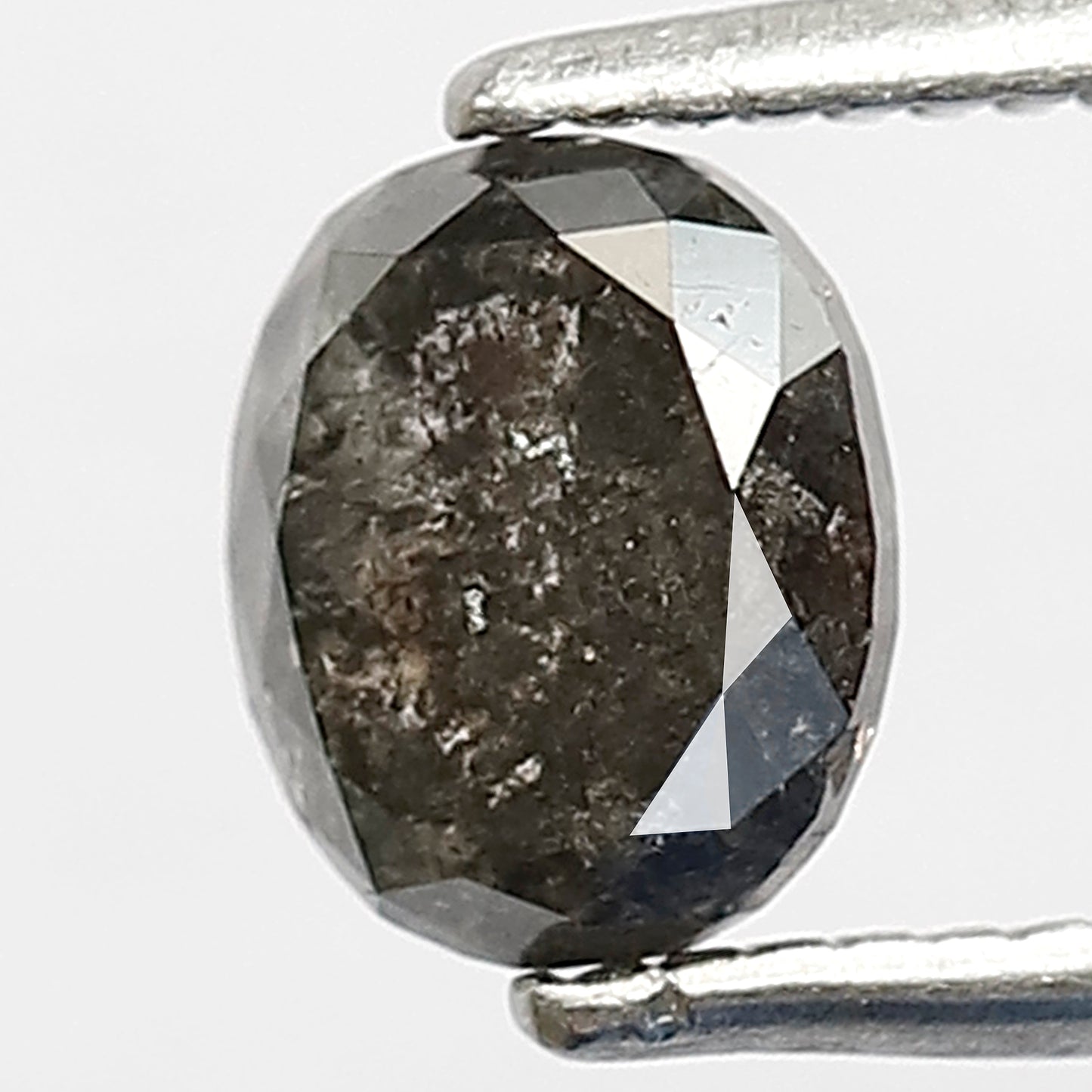 1.02 CT Natural Oval Shape Conflict Free Diamond, 6.00 x 5.00 mm Gray Black Salt and Pepper Diamond For Mothers Day Gift