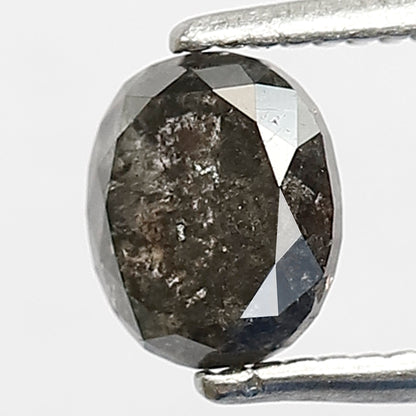 1.02 CT Natural Oval Shape Conflict Free Diamond, 6.00 x 5.00 mm Gray Black Salt and Pepper Diamond For Mothers Day Gift