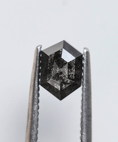 0.75 Ct Hexagon Salt and Pepper Diamond, Gray Black Natural Loose Diamond, 6.40 mm Wedding Band Stone