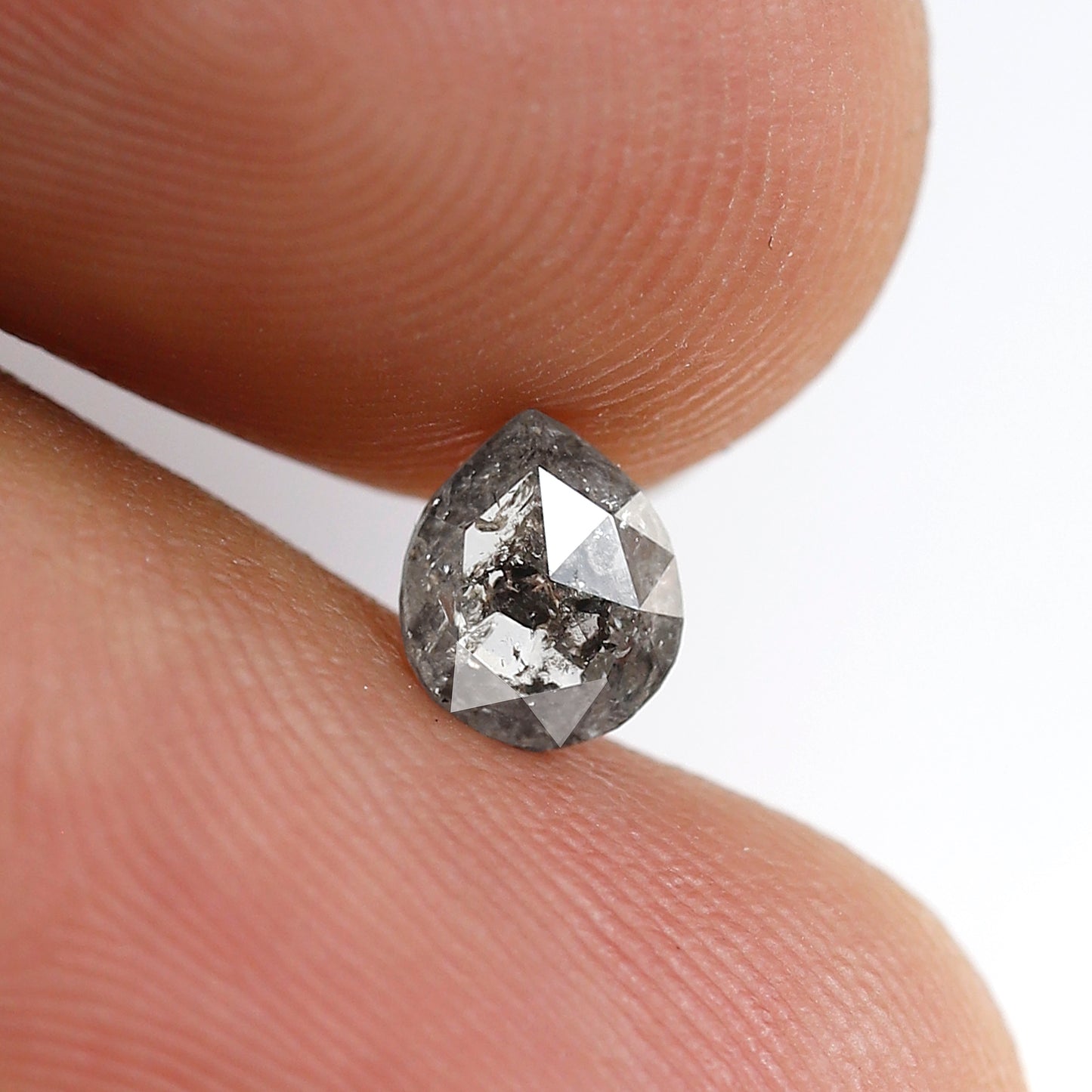 0.49 CT Pear Shape Salt and Pepper Diamond 5 MM Grey Black Color Natural Loose Diamond