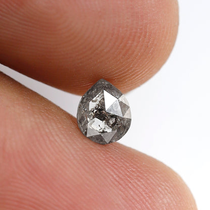 0.49 CT Pear Shape Salt and Pepper Diamond 5 MM Grey Black Color Natural Loose Diamond