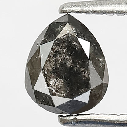Natural 0.73 CT Pear Shape Diamond, 6.00 x 5.00 mm Gray Black Salt and Pepper Loose Diamond for Custom Ring