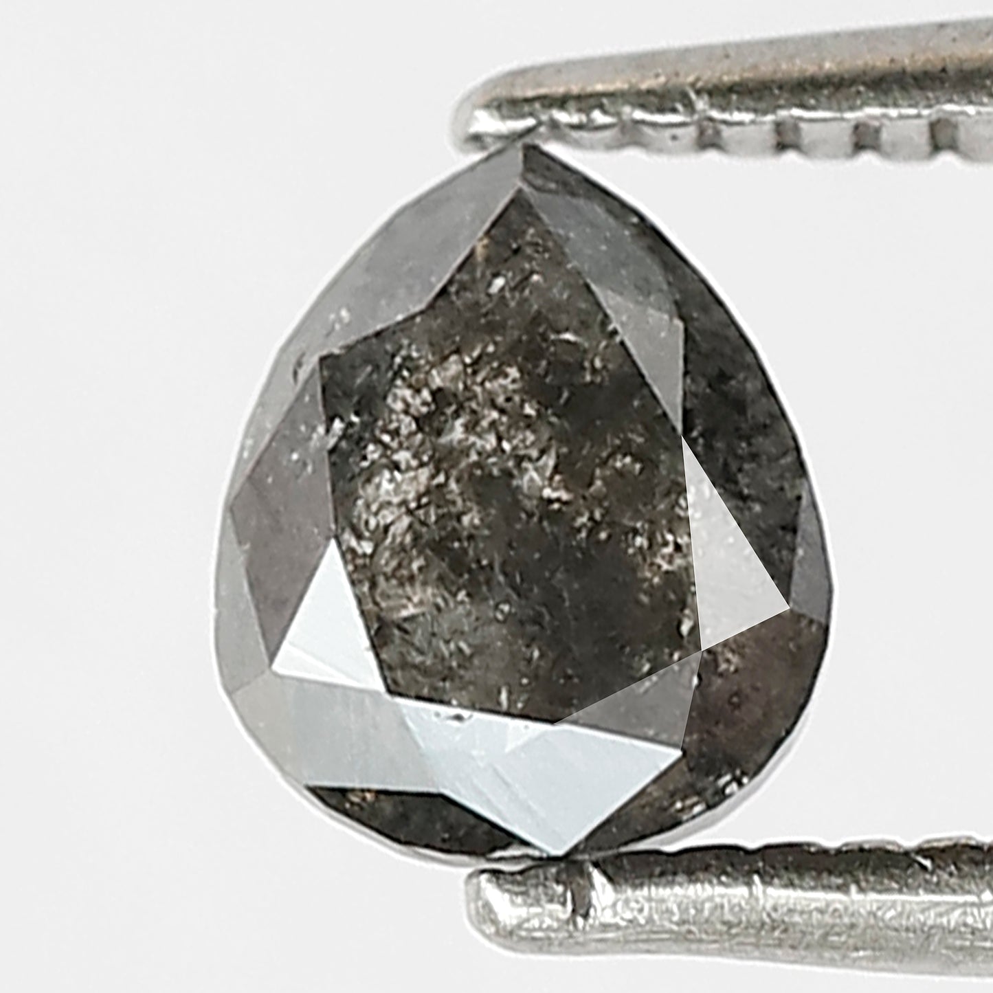 Natural 0.73 CT Pear Shape Diamond, 6.00 x 5.00 mm Gray Black Salt and Pepper Loose Diamond for Custom Ring